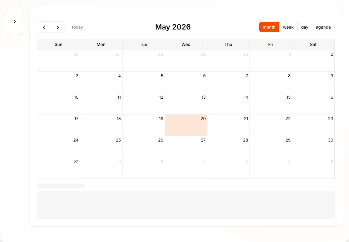 Business calendar month view with multiple event types