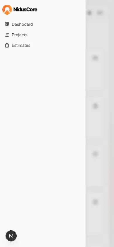 Client portal sidebar open on mobile