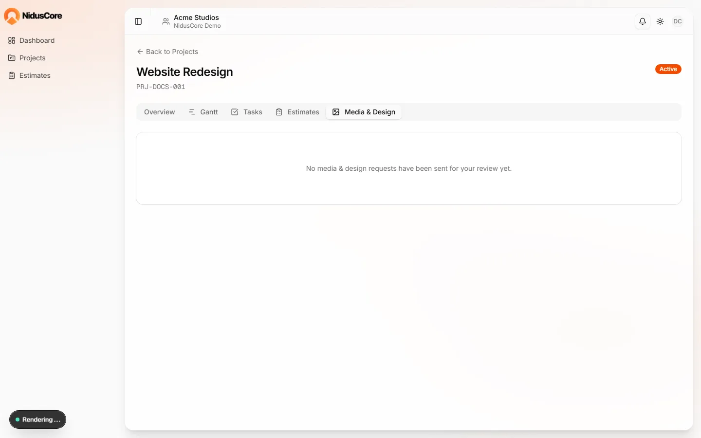 Media and design deliverables on a project